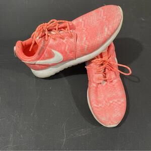 Nike Roshe Run Print GS Sneakers 5.5Y Bright Mango Running Shoes 677784-800